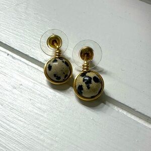 Dalmatian Jasper and gold stud earrings/protection for Virgo